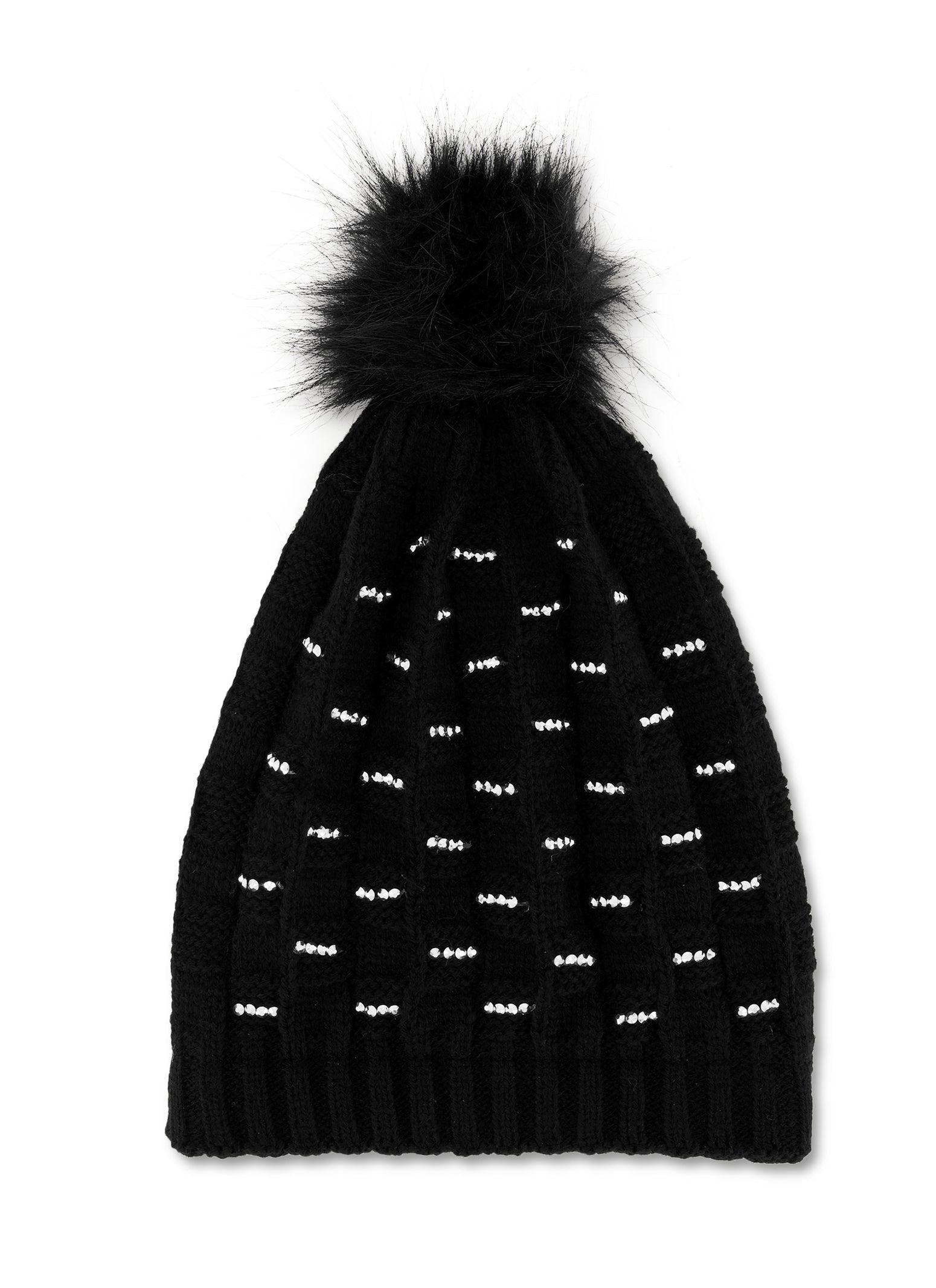 Studded Pom Pom Beanie Female Product Image