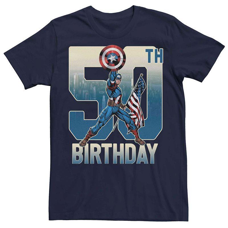 Mens Captain America 50th Birthday Tee Blue Product Image