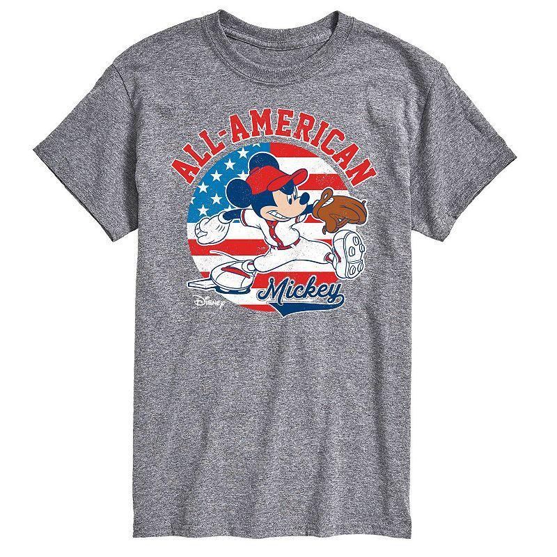 Disneys Mickey Mouse Big & Tall Americana Baseball Graphic Tee, Mens Black Product Image