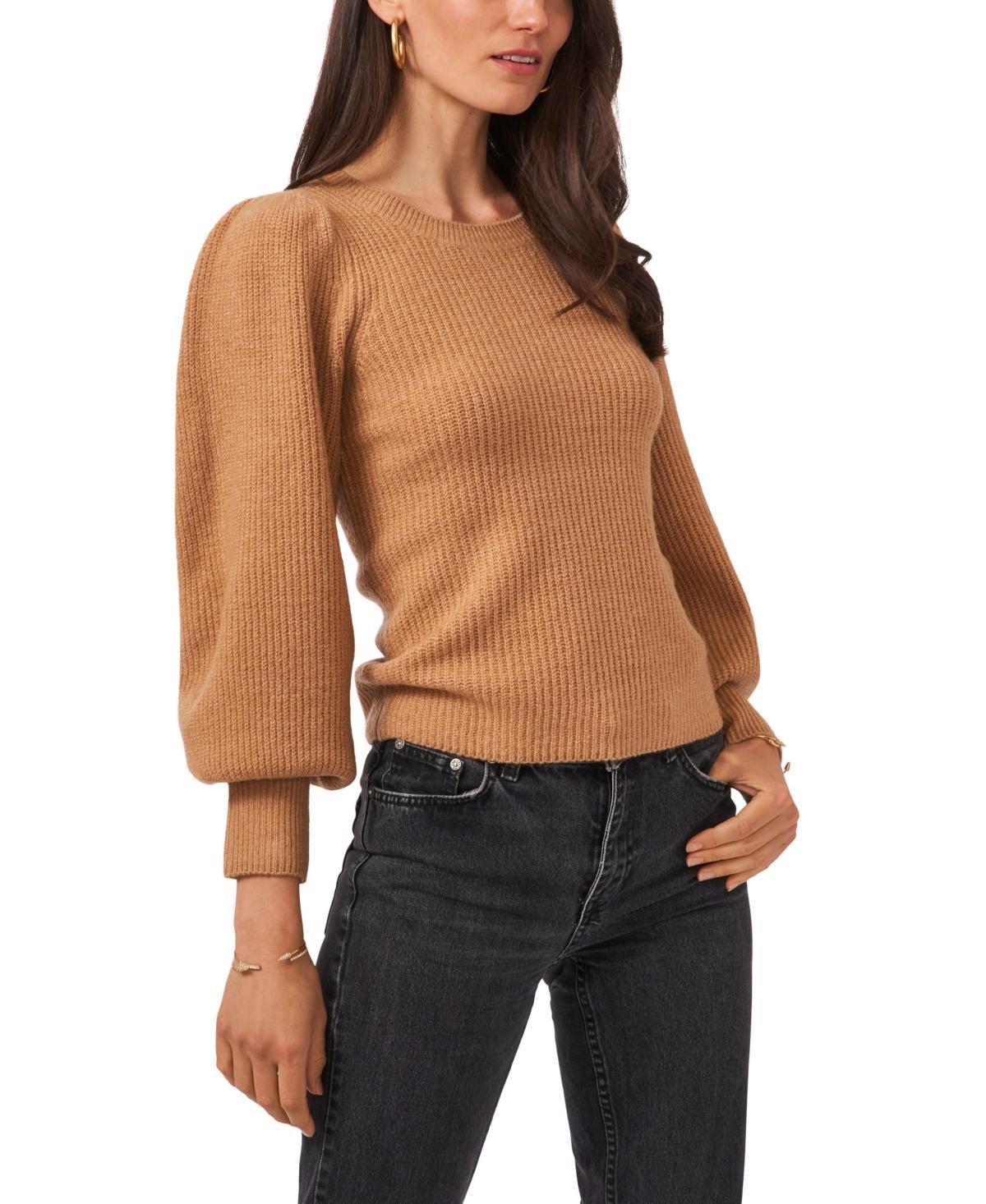 1.state Womens Balloon Sleeve Crew Neck Rib Sweater product image