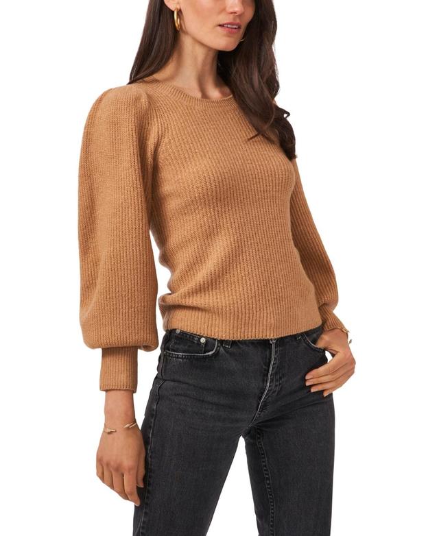 1.state Womens Balloon Sleeve Crew Neck Rib Sweater Product Image