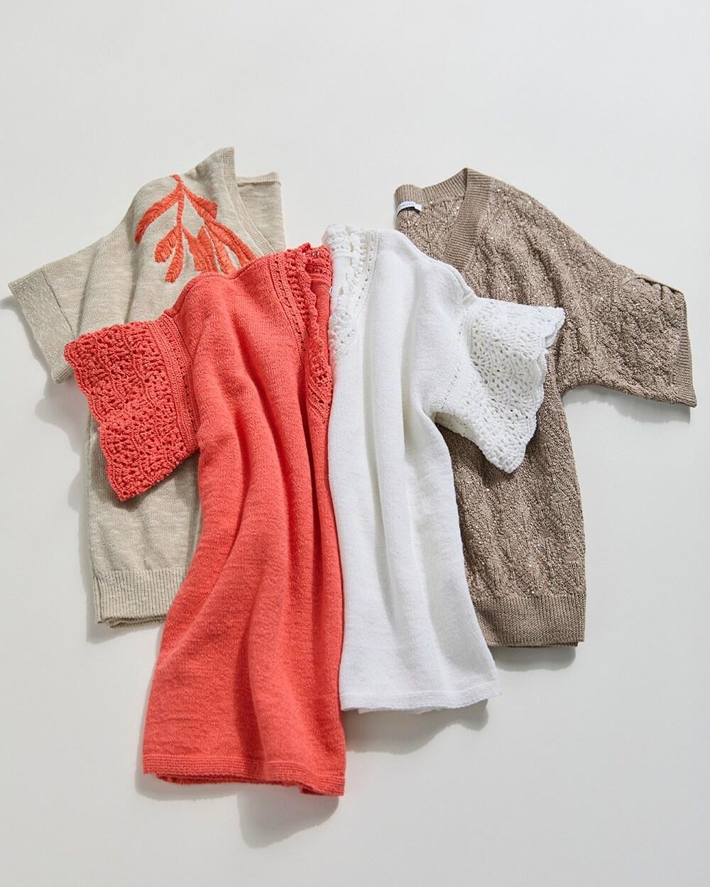 Pointelle Knit Pullover Sweater Product Image