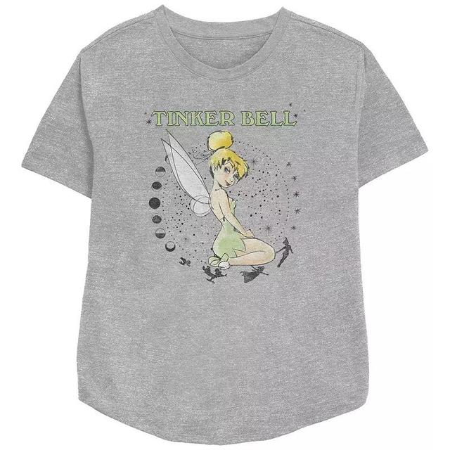 Disneys Tinker Bell Juniors Moonlight And Stars Magic Relaxed Fit Graphic Tee, Womens Athletic Grey Product Image