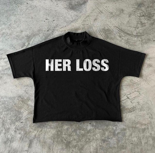 Men's Her Loss Print Cotton Short Sleeve T-Shirt Product Image