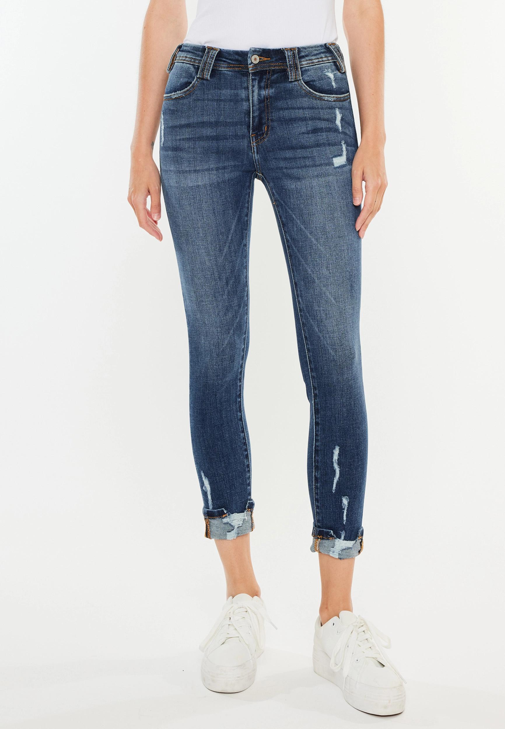 Kancan Kancan Womens Ripped Mid Rise Cuffed Skinny Ankle Jeans Blue Size 26 - Maurices product image