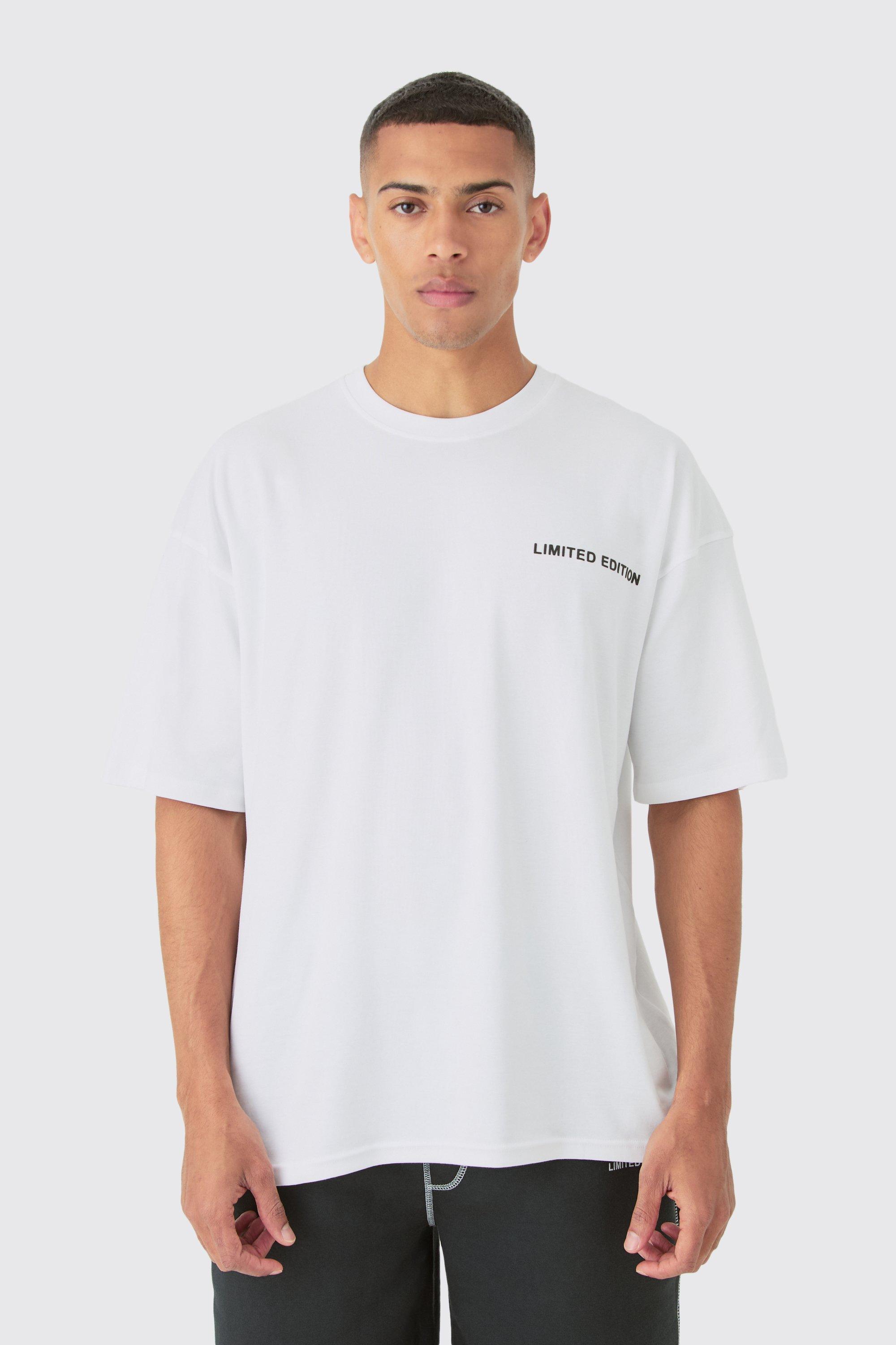 Mens White Premium Oversized Super Clean Limited Interlock T-shirt, White Product Image