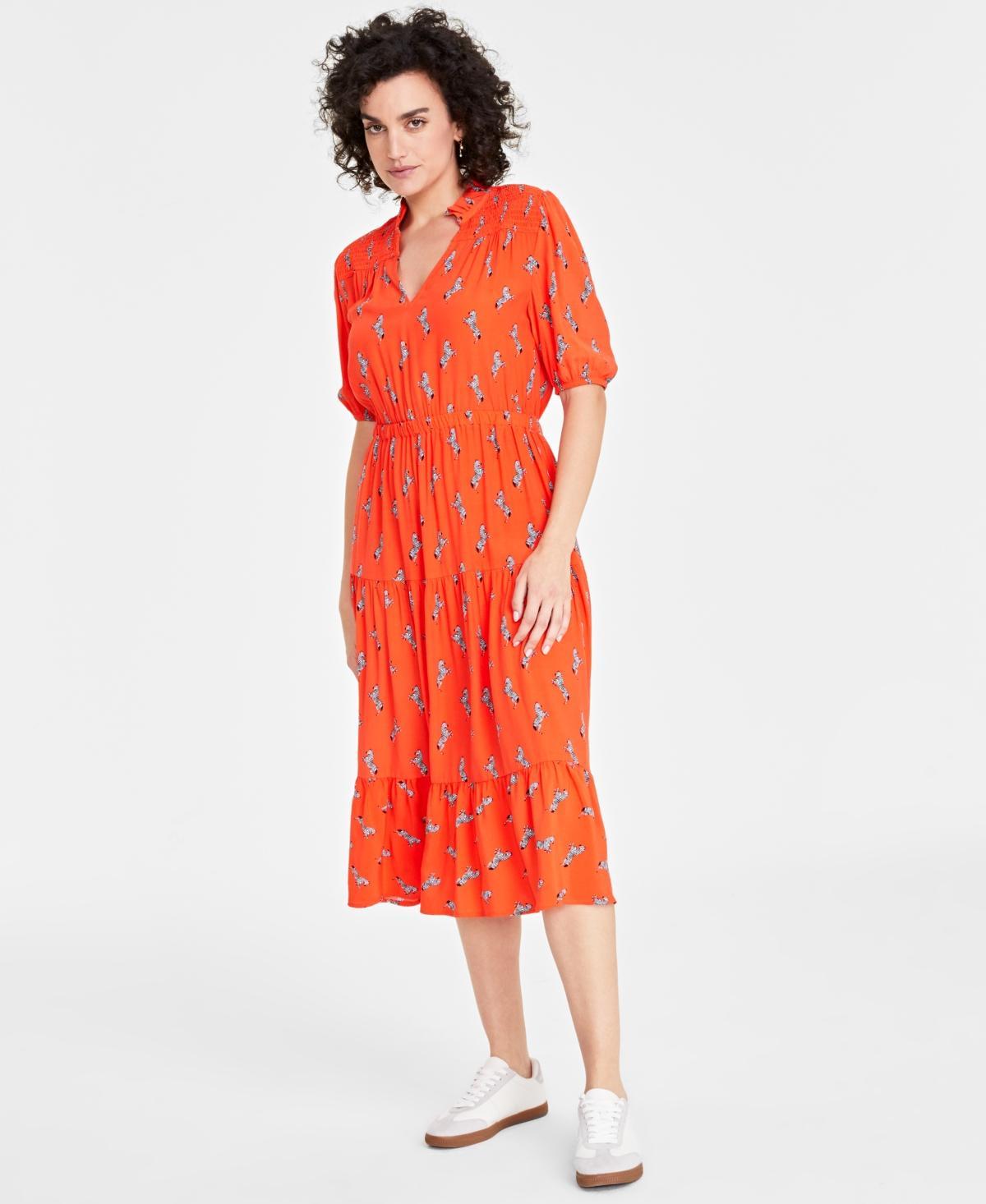 On 34th Womens Printed Tiered Midi Dresss, Created for Macys Product Image