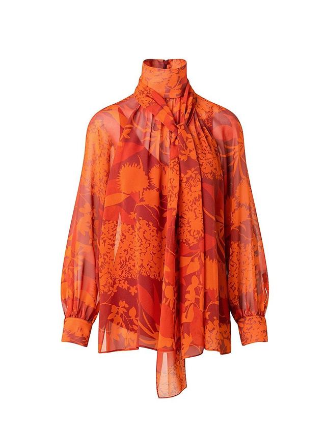 Womens Abraham Flower Silk Georgette Blouse Product Image