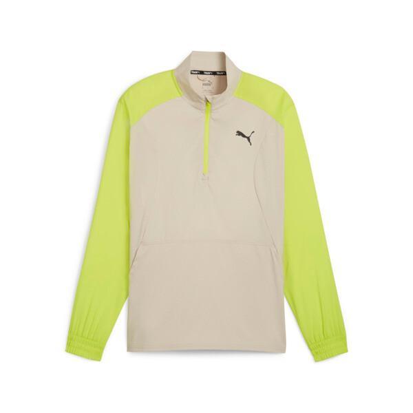 PUMA FIT Woven Men's Quarter Zip Sweater in Putty/Lime Pow Product Image