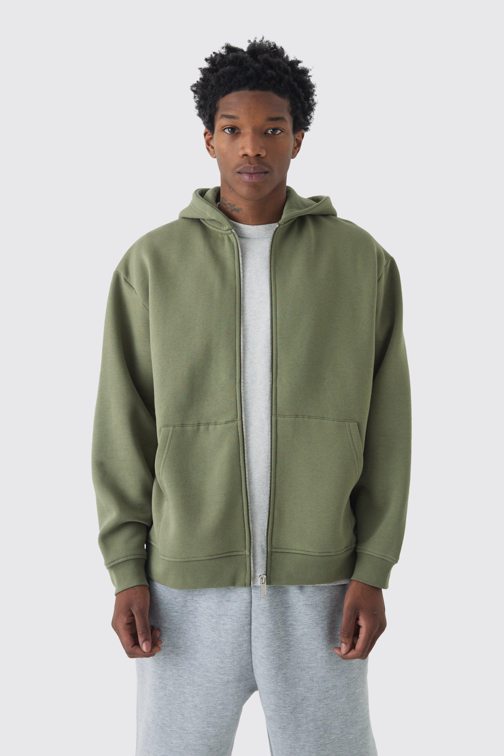 330GSM Oversized Basic Zip Through Hoodie | boohooMAN USA Product Image