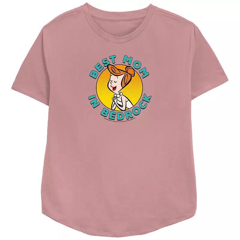 Womens The Flintstones Best Mom In Bedrock Relaxed Fit Graphic Tee Pink Product Image