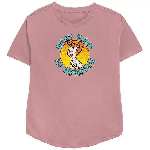 Womens The Flintstones Best Mom In Bedrock Relaxed Fit Graphic Tee Pink Product Image