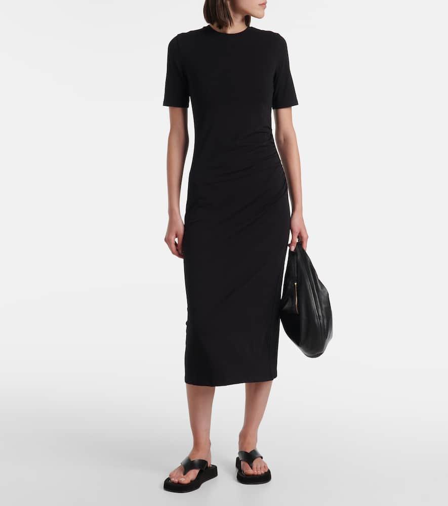 VINCE Short Sleeve Midi Dress In Black Product Image