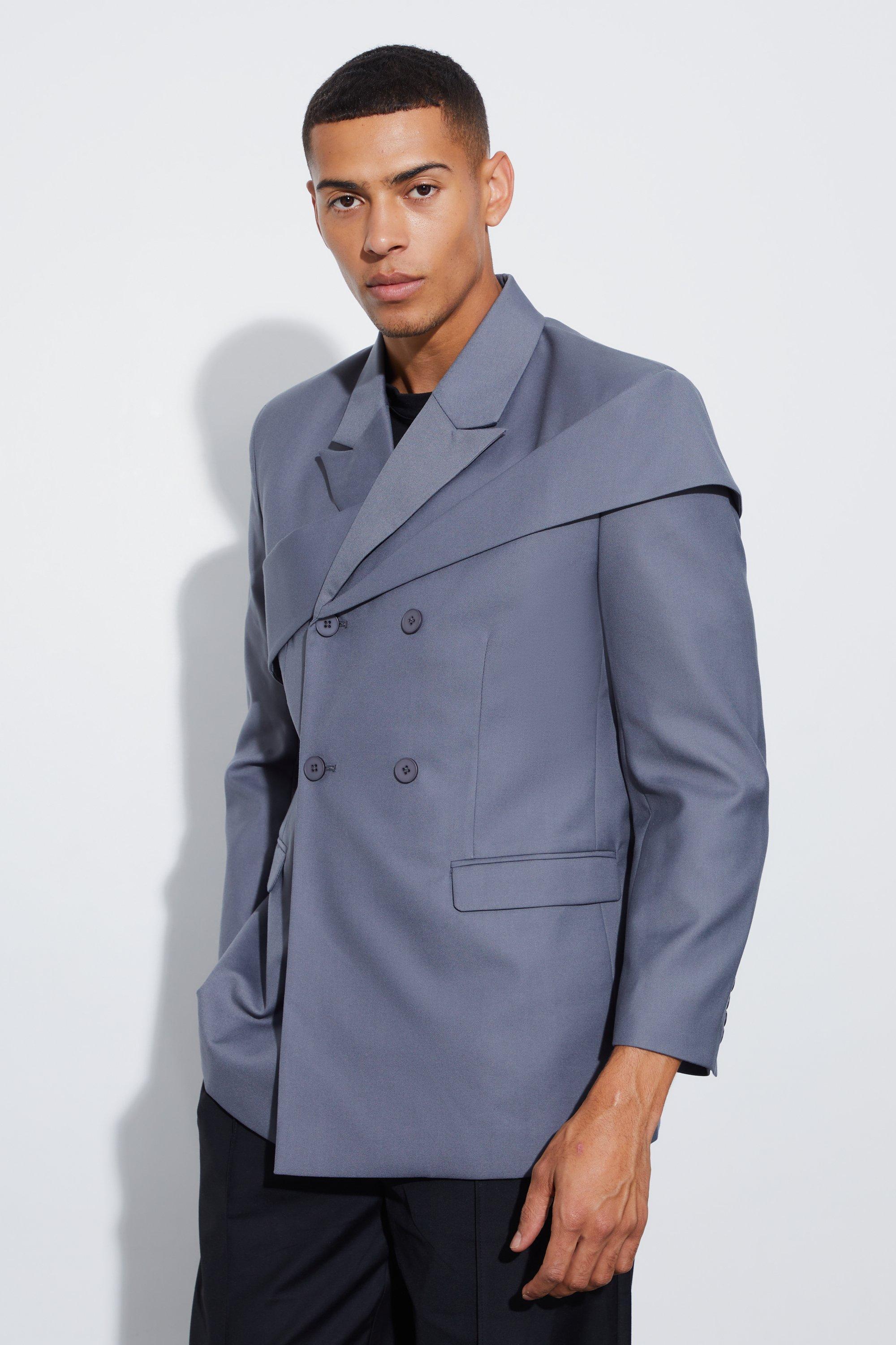 Relaxed Fit Overlay Panel Detail Blazer | boohooMAN USA Product Image