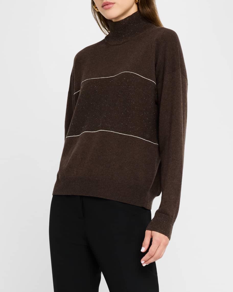 Mock-Neck Shimmer Knit Sweater Product Image