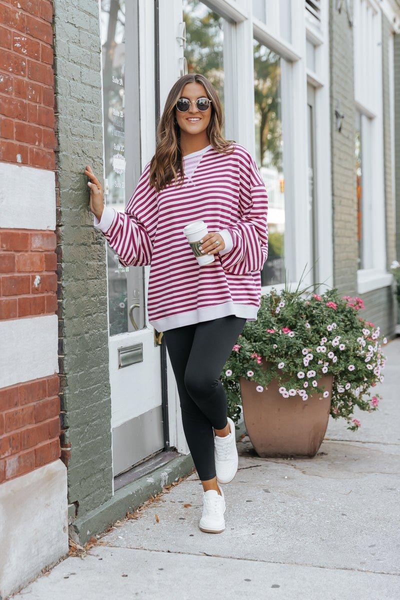 Free People Cherry Combo Classic Striped Sweater Product Image