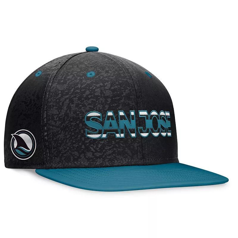 Mens Fanatics Branded Black/Teal San Jose Sharks Alternate Logo Adjustable Snapback Hat Product Image