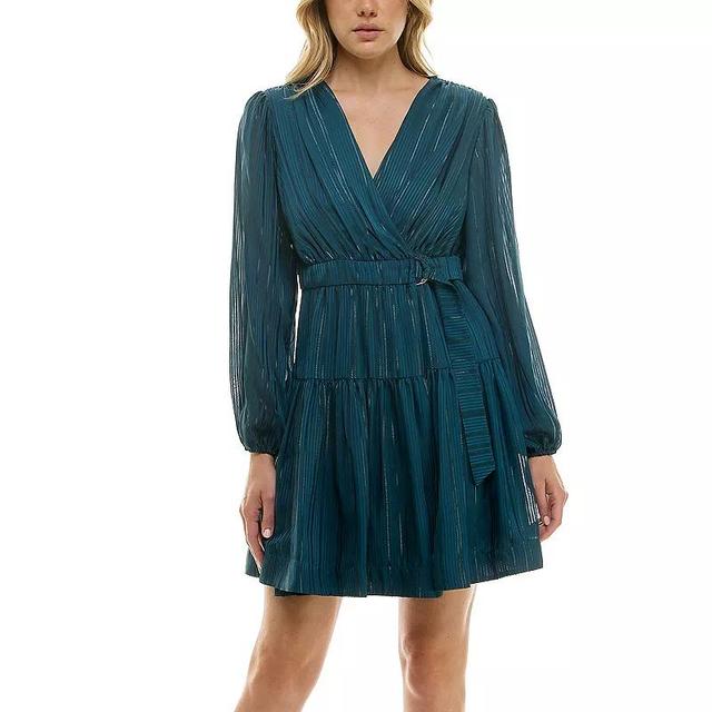 Womens Taylor Tiered Wrap Mini Dress Blue Product Image