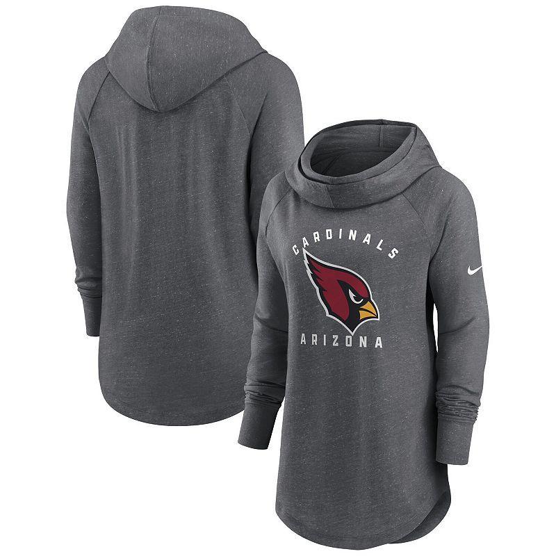 Womens Nike Heather Charcoal Arizona Cardinals Raglan Funnel Neck Pullover Hoodie Product Image