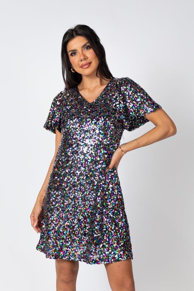 Celebrate Good Times Multi Sequin Mini Dress FINAL SALE Product Image