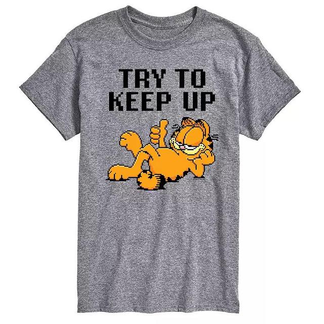 Mens Garfield Try To Keep Up Graphic Tee Grey Gray Product Image