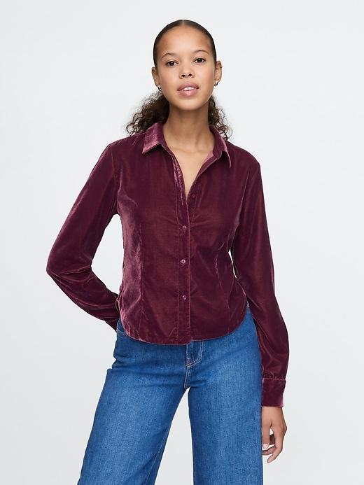 Cropped Velvet Shirt Product Image