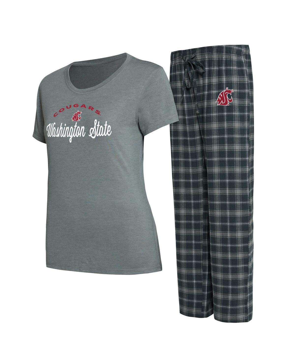 Womens Concepts Sport Charcoal/Gray Washington State Cougars Arctic T-Shirt & Flannel Pants Sleep Set Product Image