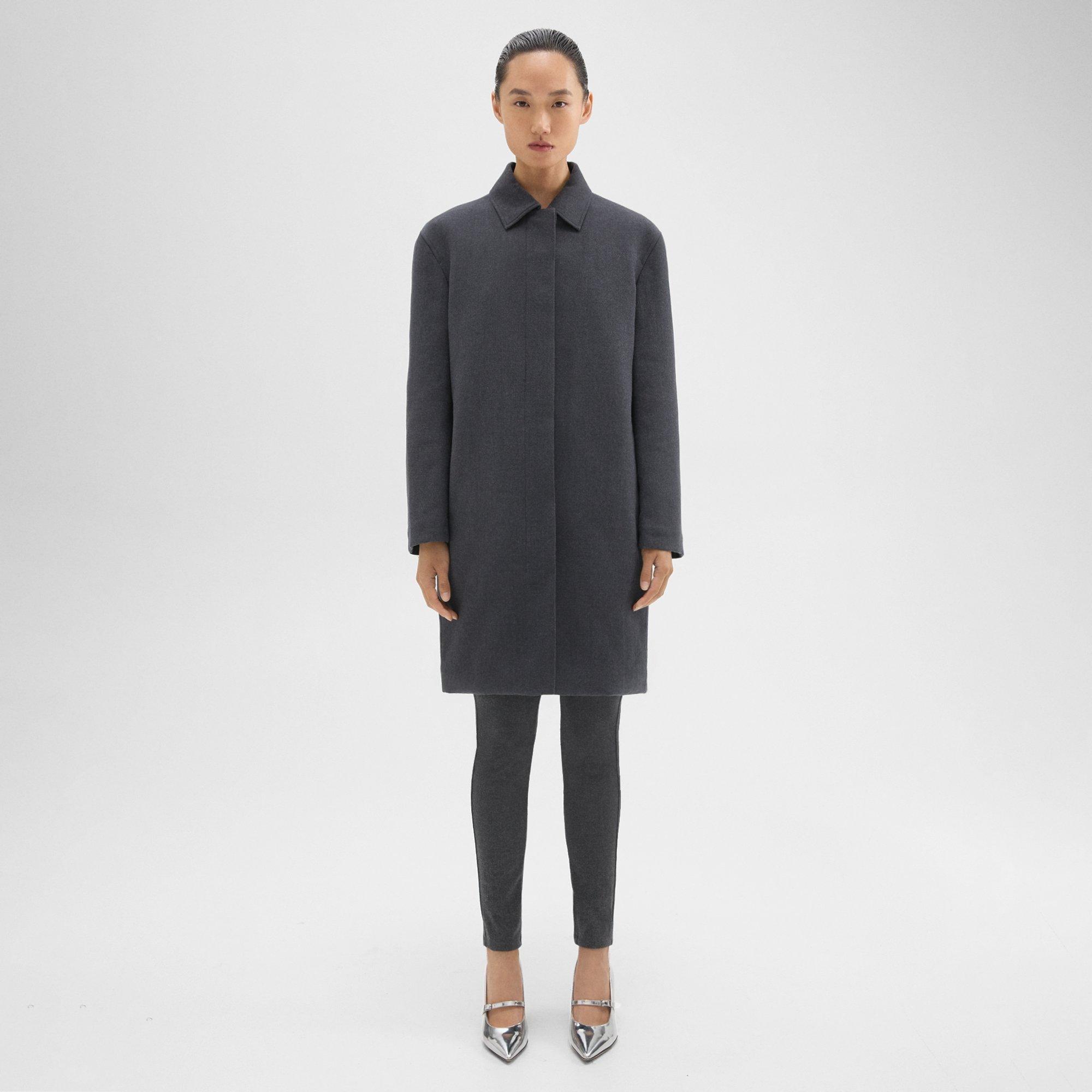 Double-Face Wool Flannel Straight Car Coat | Theory Product Image