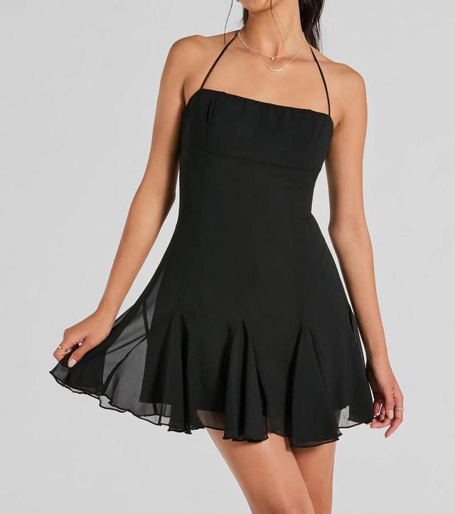 Sincerely Chic Pleated Chiffon A-Line Mini Dress Product Image