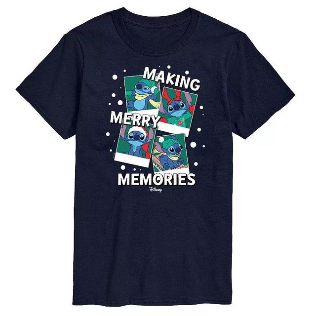 Disneys Lilo & Stitch Big & Tall Making Merry Memories Graphic Tee, Mens Blue Product Image