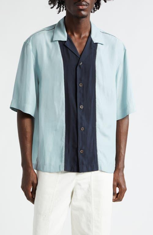 Dries Van Noten Curbank Colorblock Ladder Stitch Satin Camp Shirt Product Image