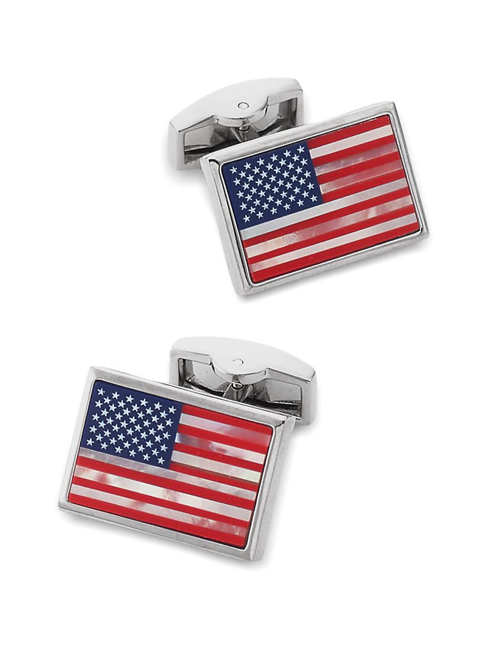 Semi Precious Stone American Flag Cufflinks - Red/white/blue Product Image