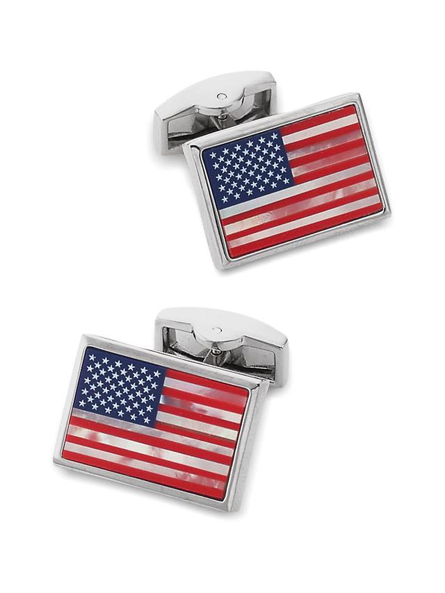 Semi Precious Stone American Flag Cufflinks - Red/white/blue Product Image