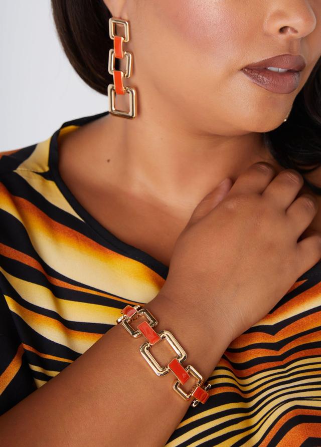 Plus Size Chain Link And Enamel Bracelet Set Ashley Stewart Product Image