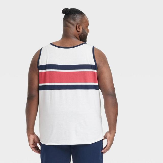 Mens Big & Tall Striped Regular Fit Tank Top - Goodfellow & Co Off-White XXLT Product Image