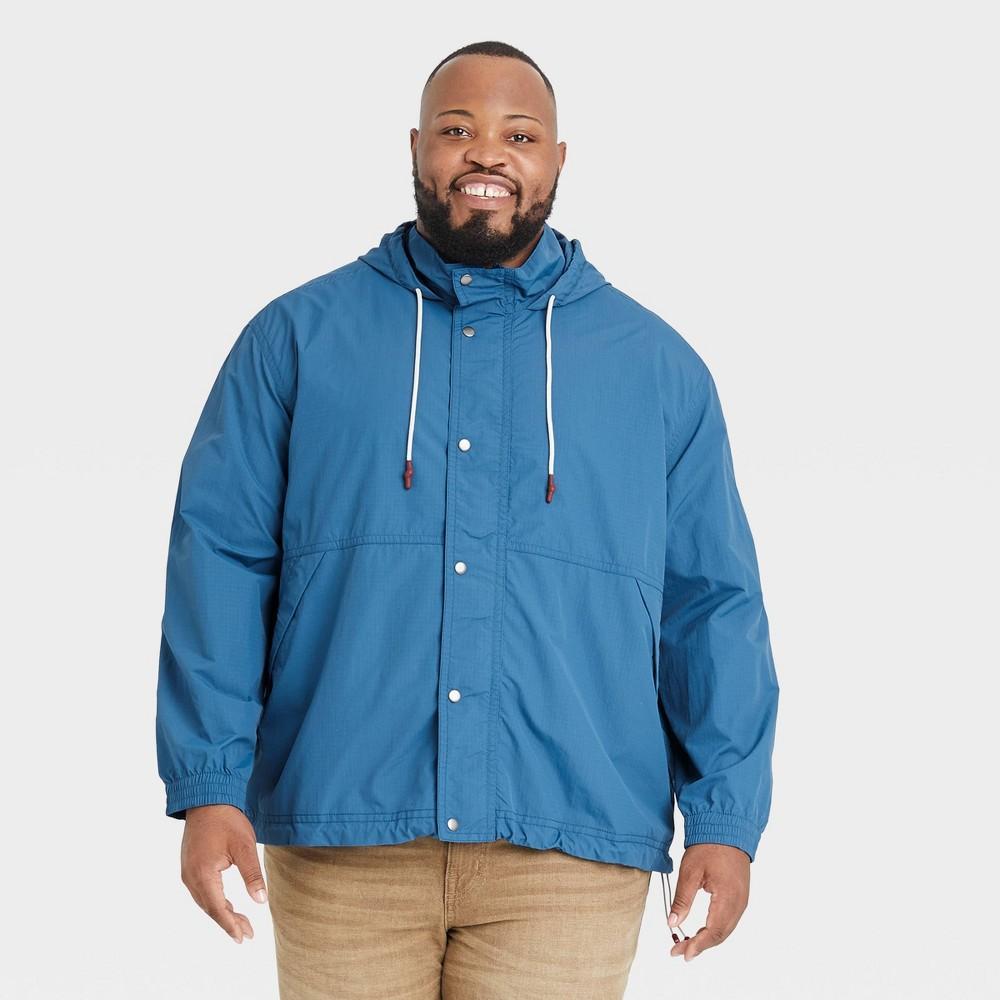 Mens Big & Tall Ripstop Rain Jacket - Goodfellow & Co Blue 2XLT Product Image