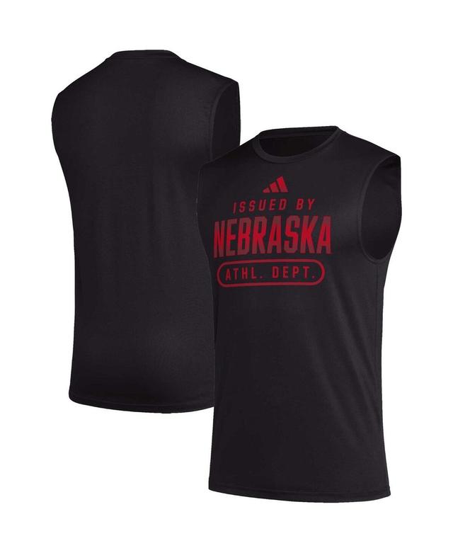 Mens adidas Black Nebraska Huskers Sideline Aeroready Pregame Tank Top Product Image