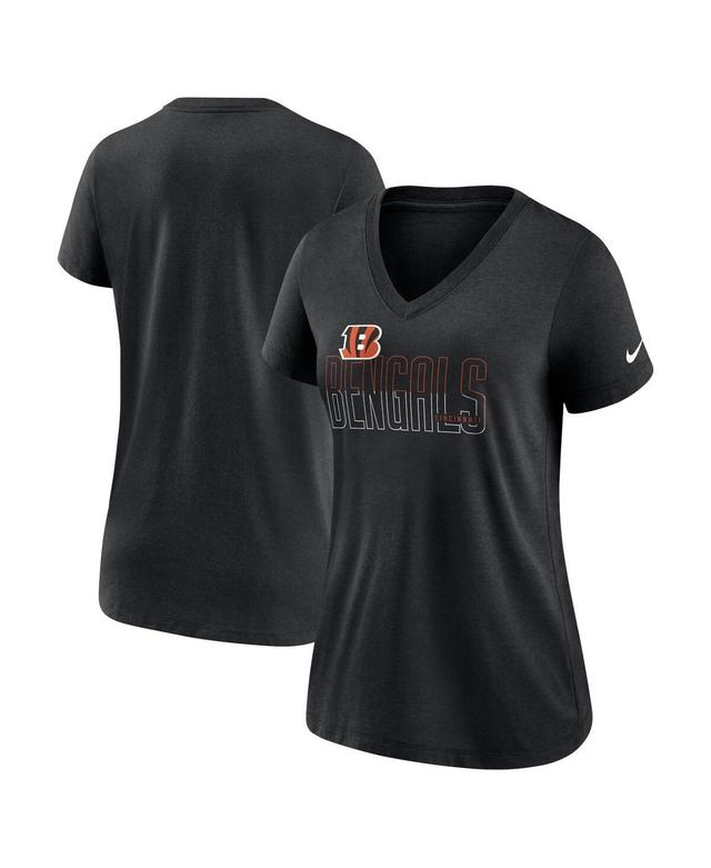 Nike Womens Heathered Black Cincinnati Bengals Lock Up Tri-Blend V-Neck T-Shirt Product Image