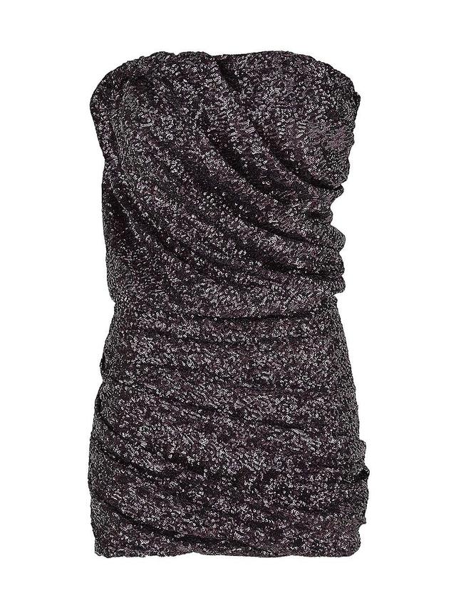 Womens Strapless Sequined Draped Minidress Product Image