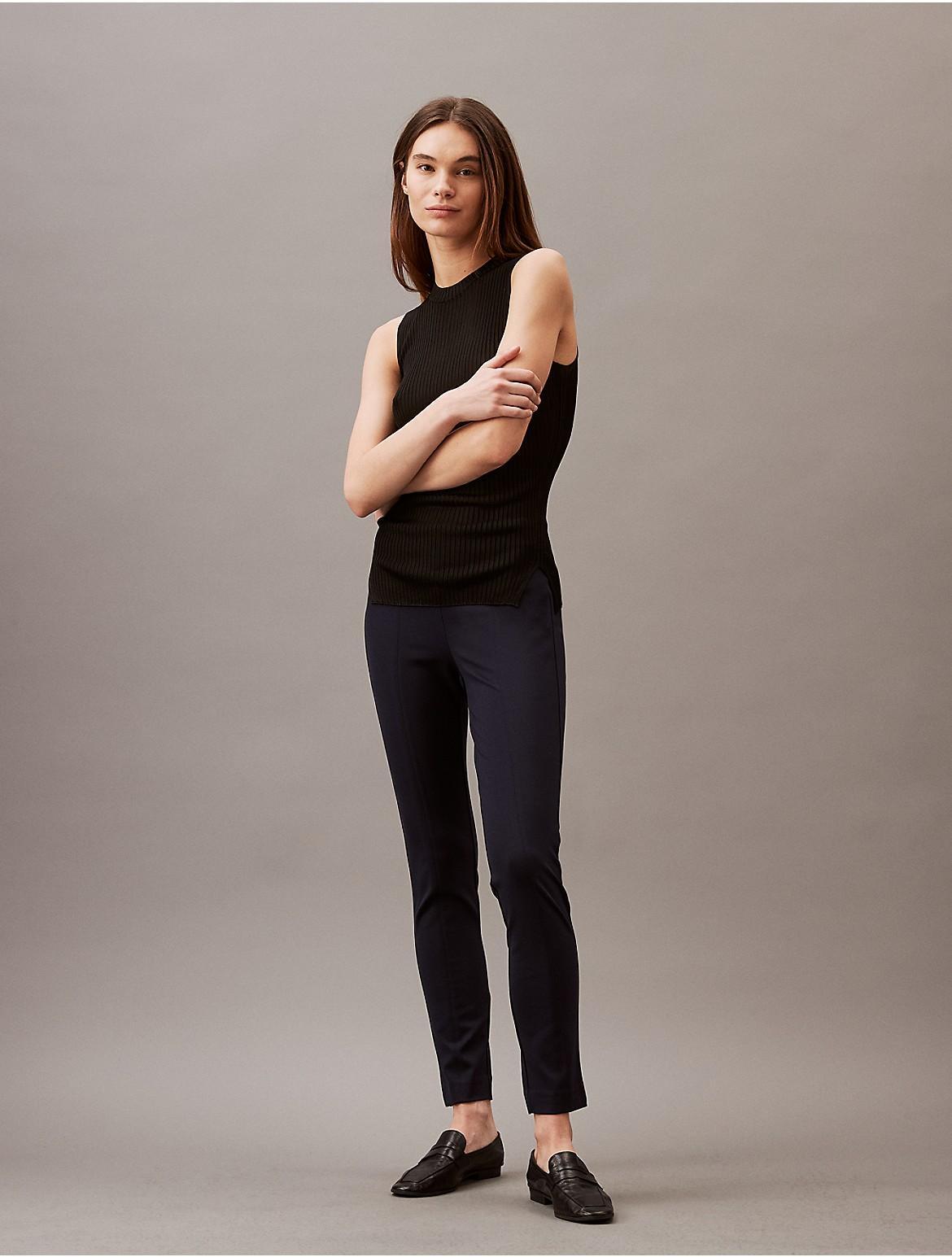 Calvin Klein Womens Solid Ponte Skinny Pants - Blue - S Product Image