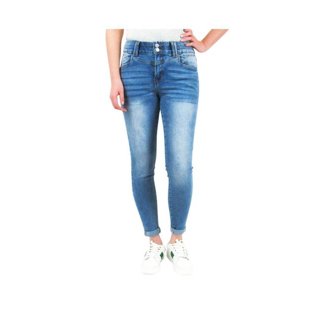 Indigo Poppy Tummy Control Skinny Jeans with Jewel Pocket Details For Women Product Image