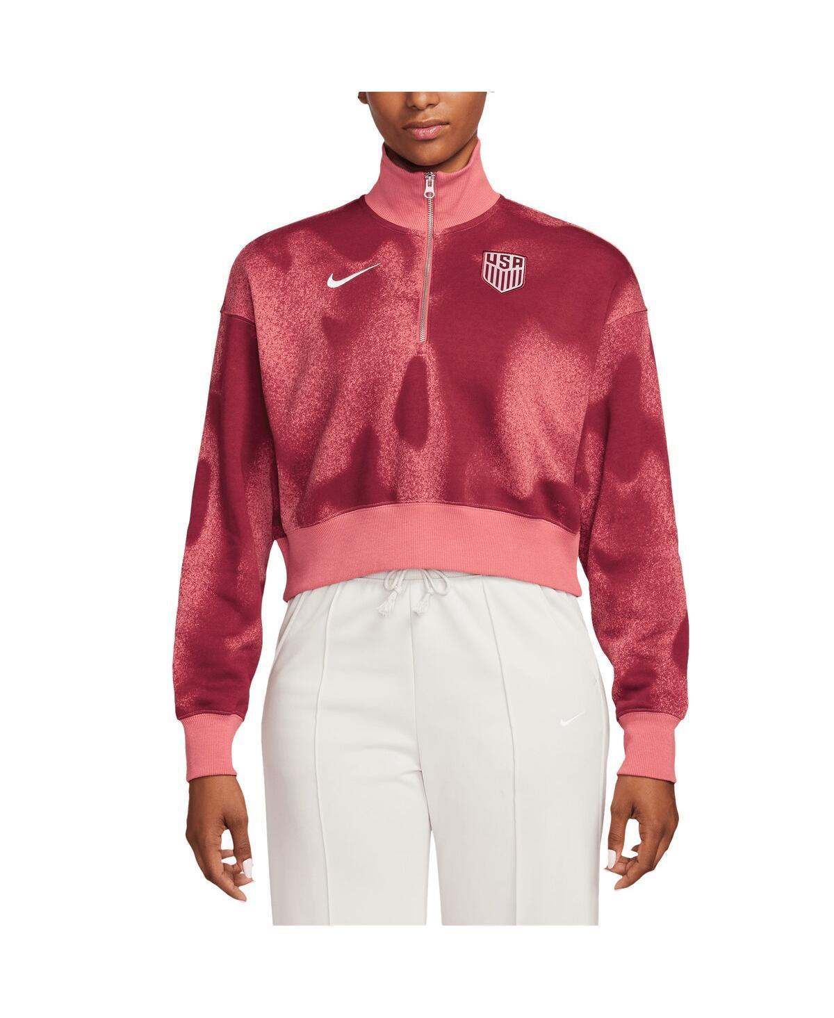 Nike Womens Pink Usmnt Phoenix Fleece Cropped Quarter-Zip Jacket product image