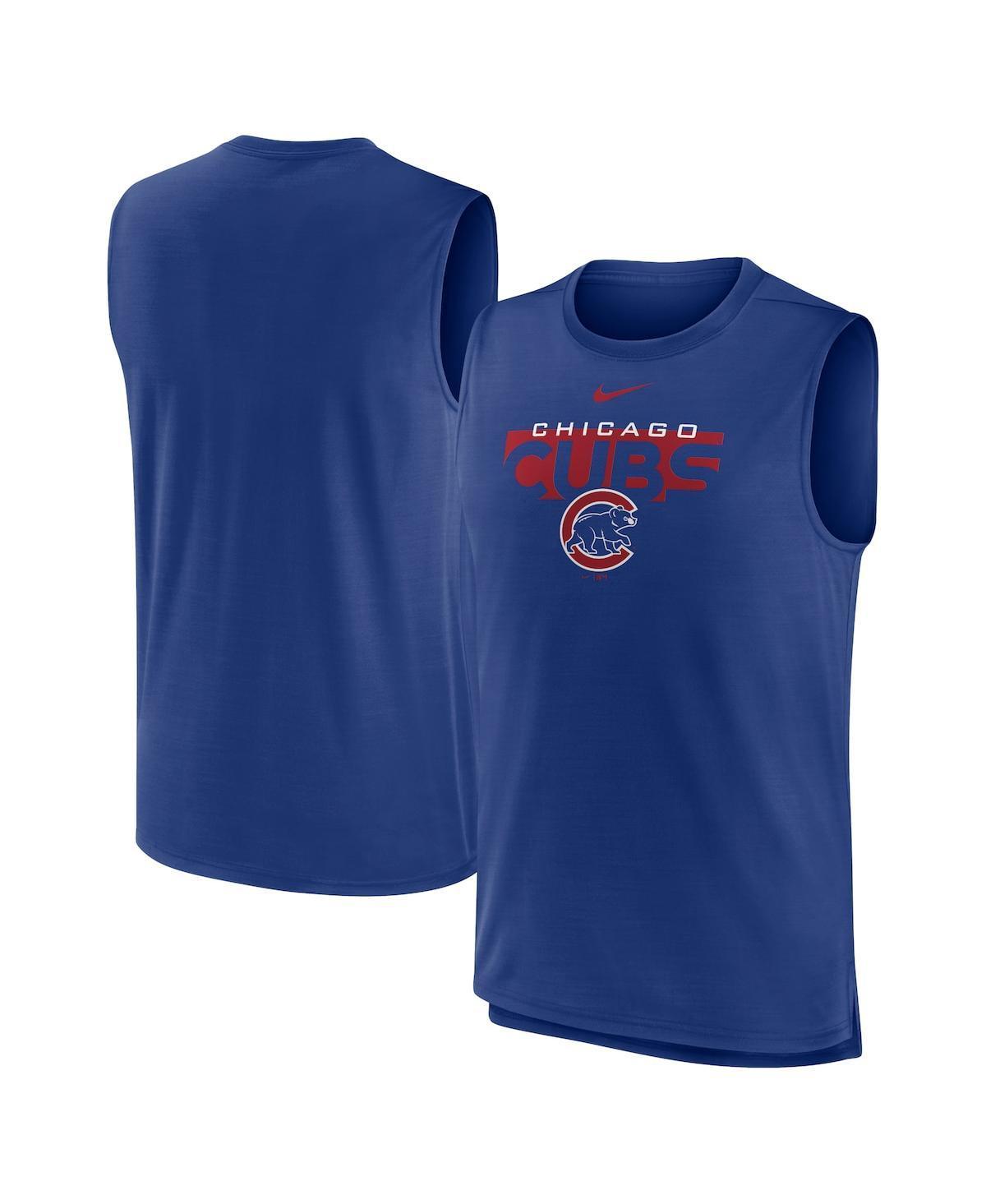 Mens Nike Royal Chicago Cubs Knockout Stack Exceed Performance Muscle Tank Top Product Image