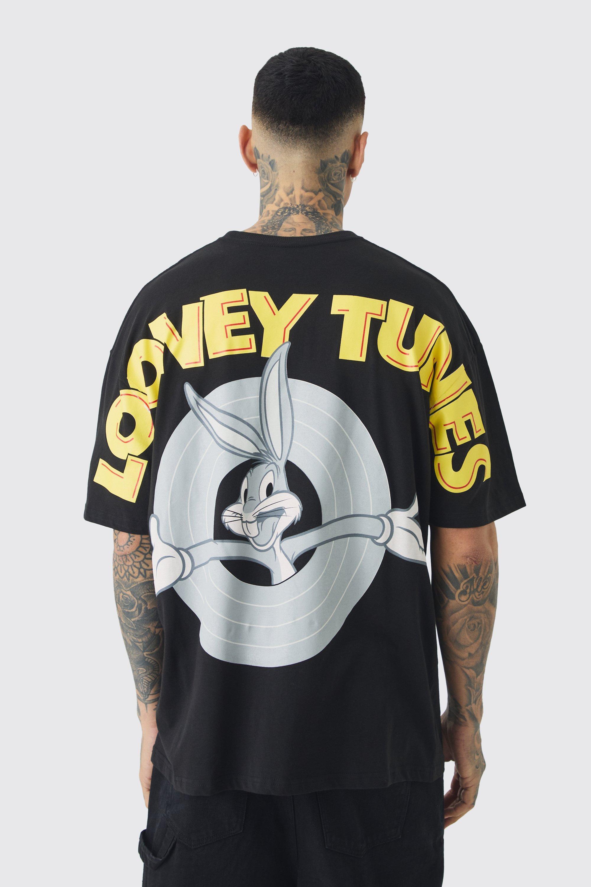 Tall Looney Tunes Back Print License T-shirt In Black | boohooMAN USA product image