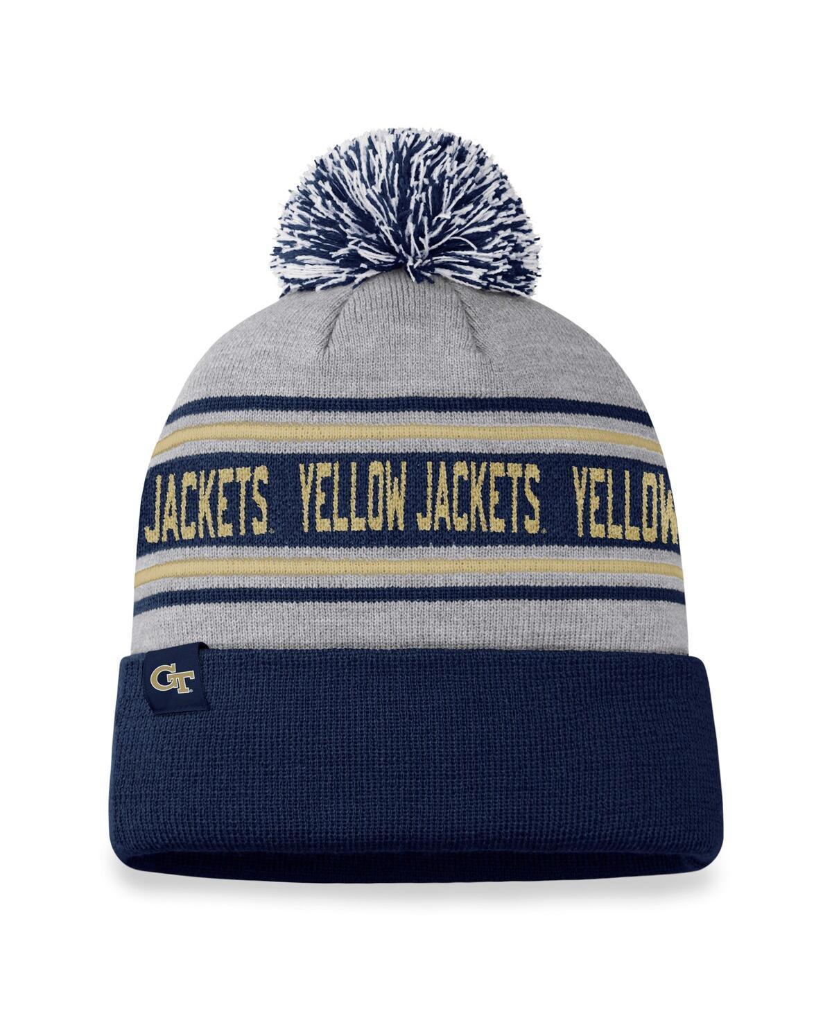 Mens Top of the World Heather Gray Georgia Tech Yellow Jackets Frigid Cuffed Knit Hat with Pom Product Image