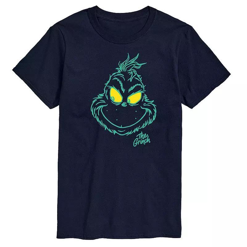 Big & Tall Dr. Seuss The Grinch Face Graphic Tee, Mens Blue Product Image