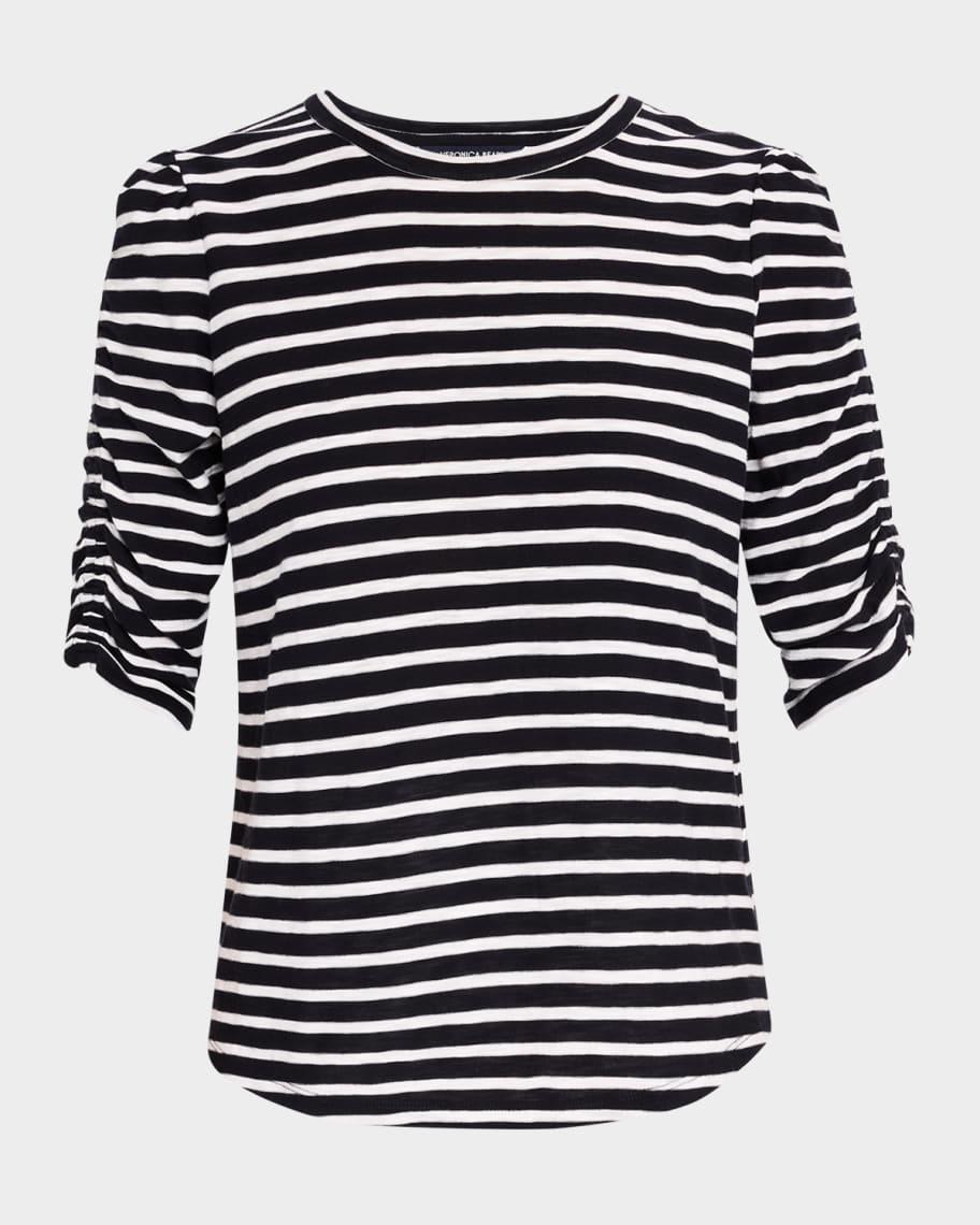 Waldorf Stripe Ruched-Sleeve Tee Product Image