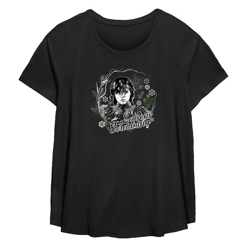 Plus Size Wednesday Seasons Screaming Flowy Graphic Tee, Womens Product Image