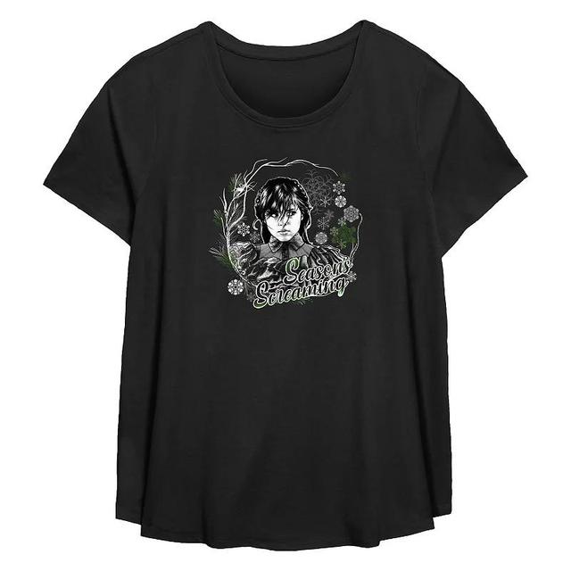 Plus Size Wednesday Seasons Screaming Flowy Graphic Tee, Womens Product Image