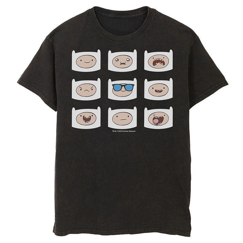 Mens Adventure Time Finns Many Faces Grid Tee Grey Product Image